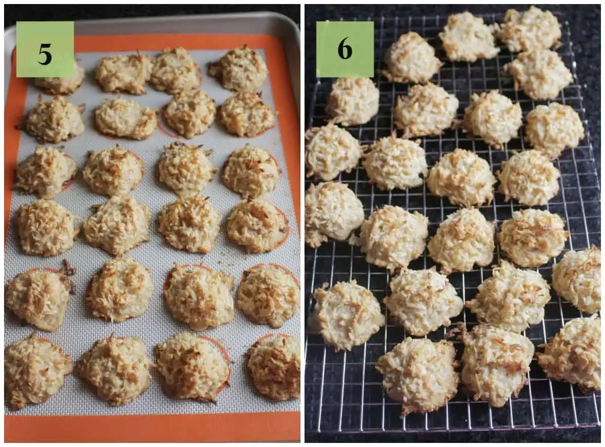 cooling the macaroons in tray and on a cooling rack