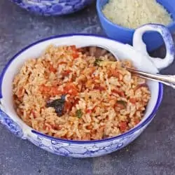 tomato rice in a bowl