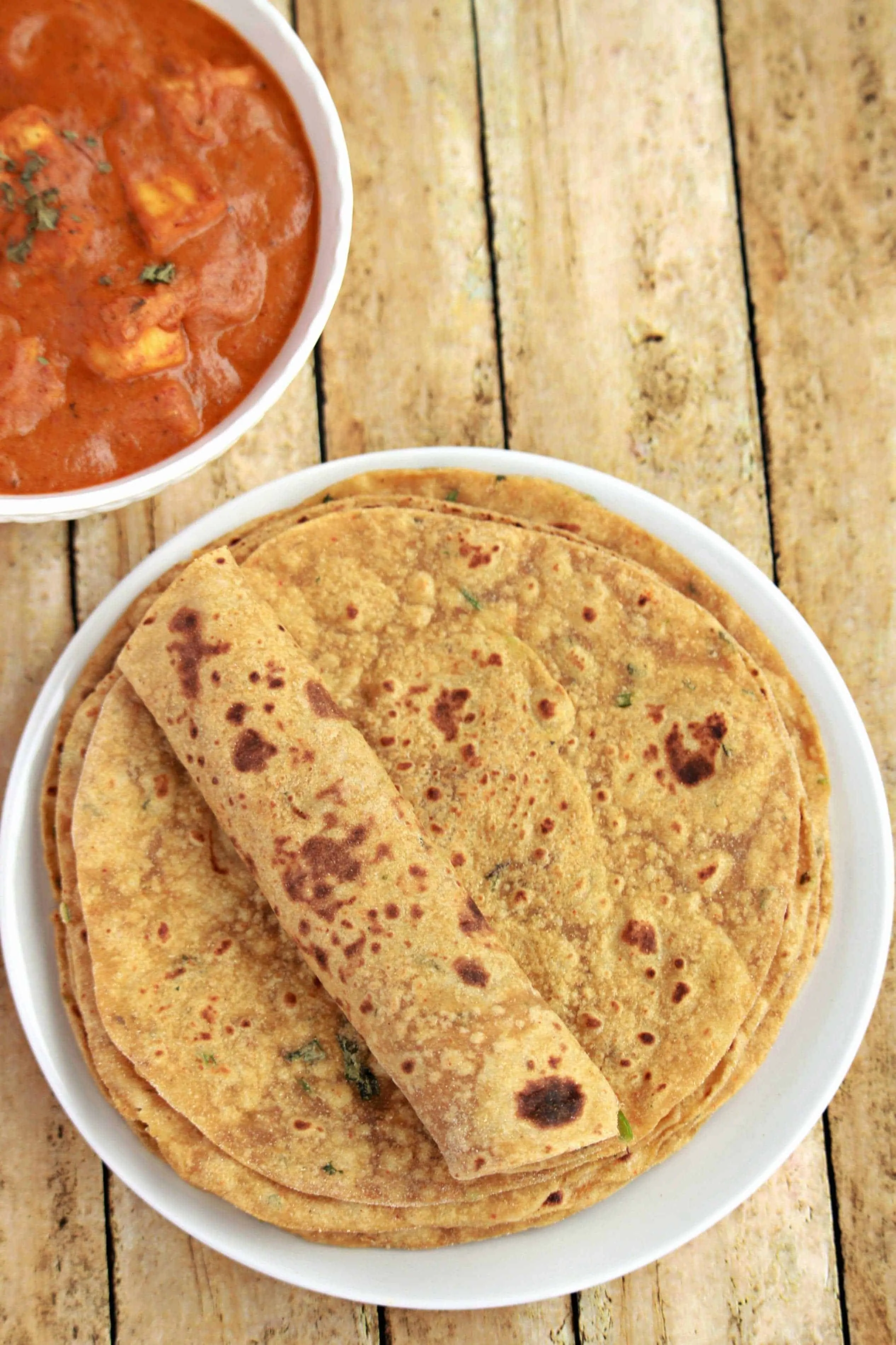 Avocado Paratha stacked in white plate