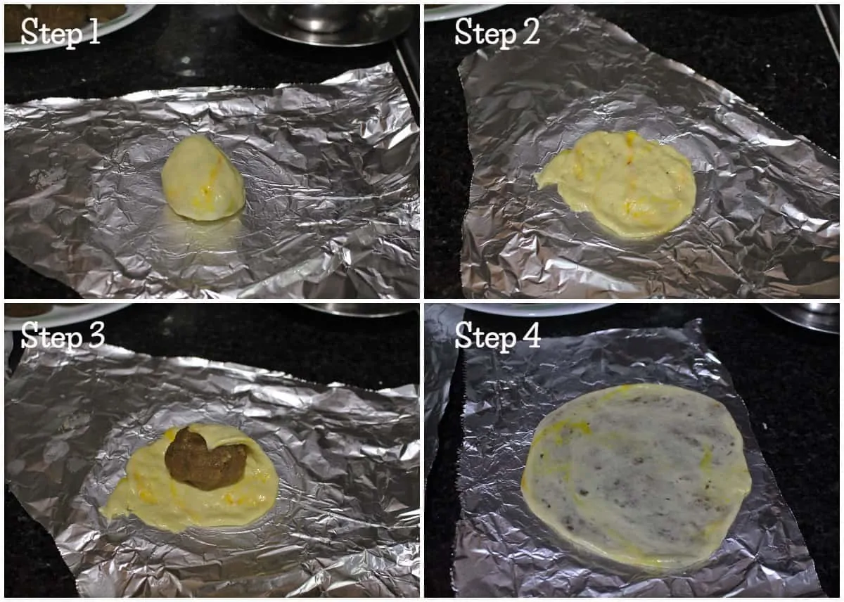 process shot for shaping the puran boli