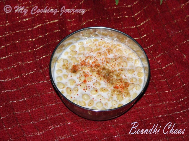 Rajasthani Thali Boondi Chaas on a red mat