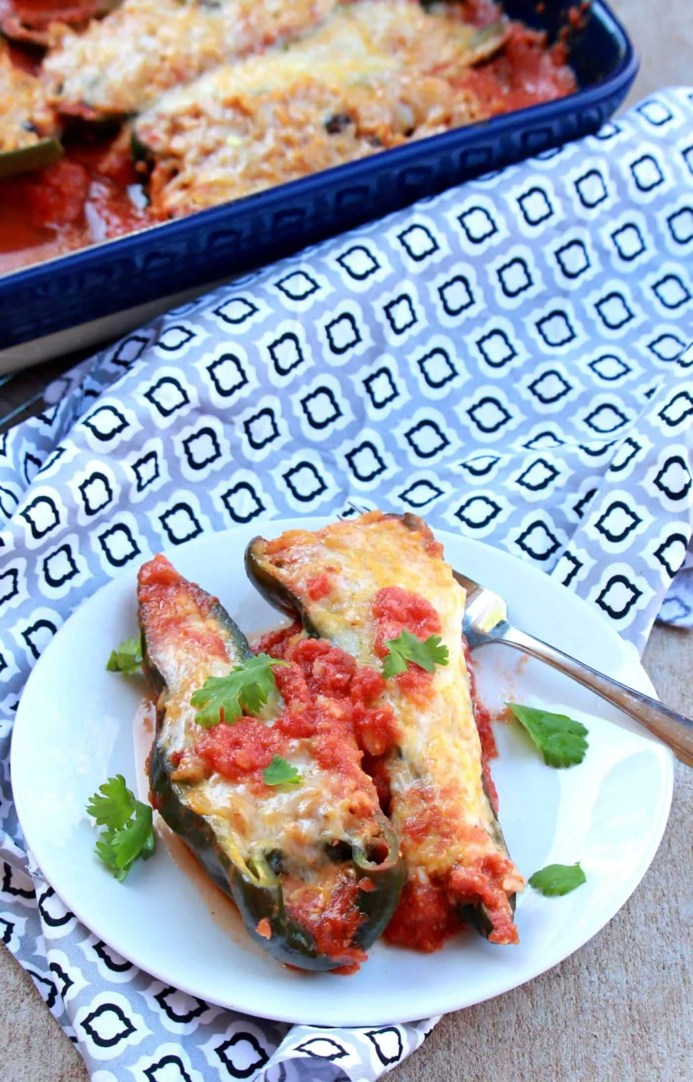 Stuffed Poblanos | Poblano peppers stuffed with beans and rice 