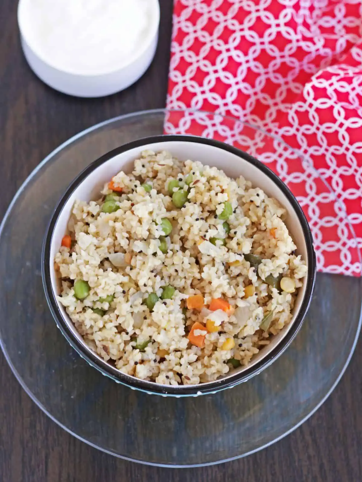 Dalia upma in a bowl.