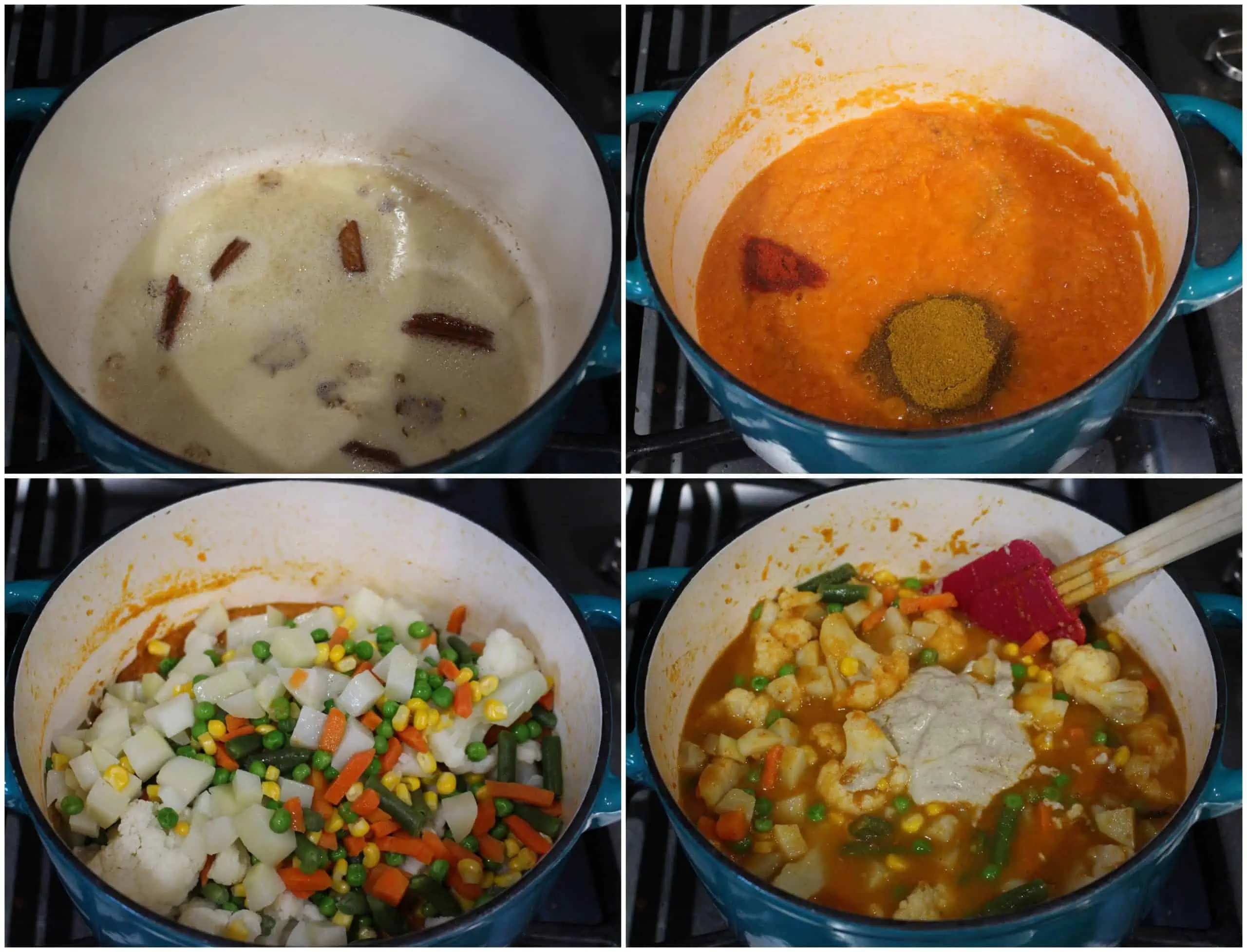 process shot to make vegetable Jaipuri subzi.