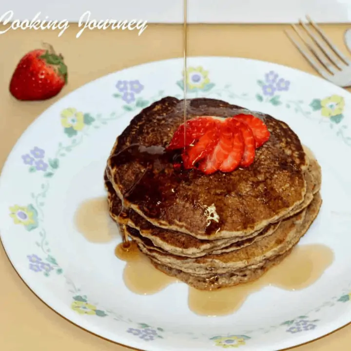 Oatmeal Banana Whole Wheat Pancakes in a Plate