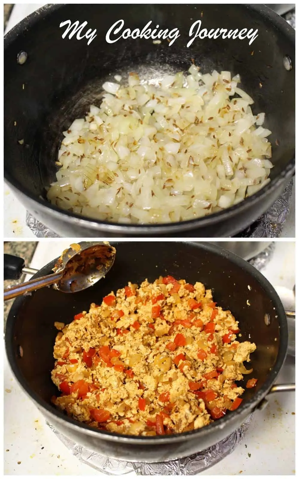 Making the paneer masala