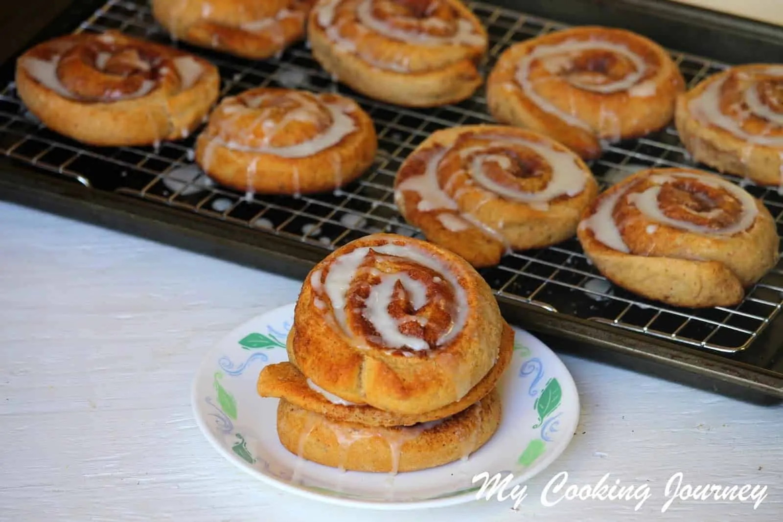 Whole Wheat Cinnamon Buns in a plate