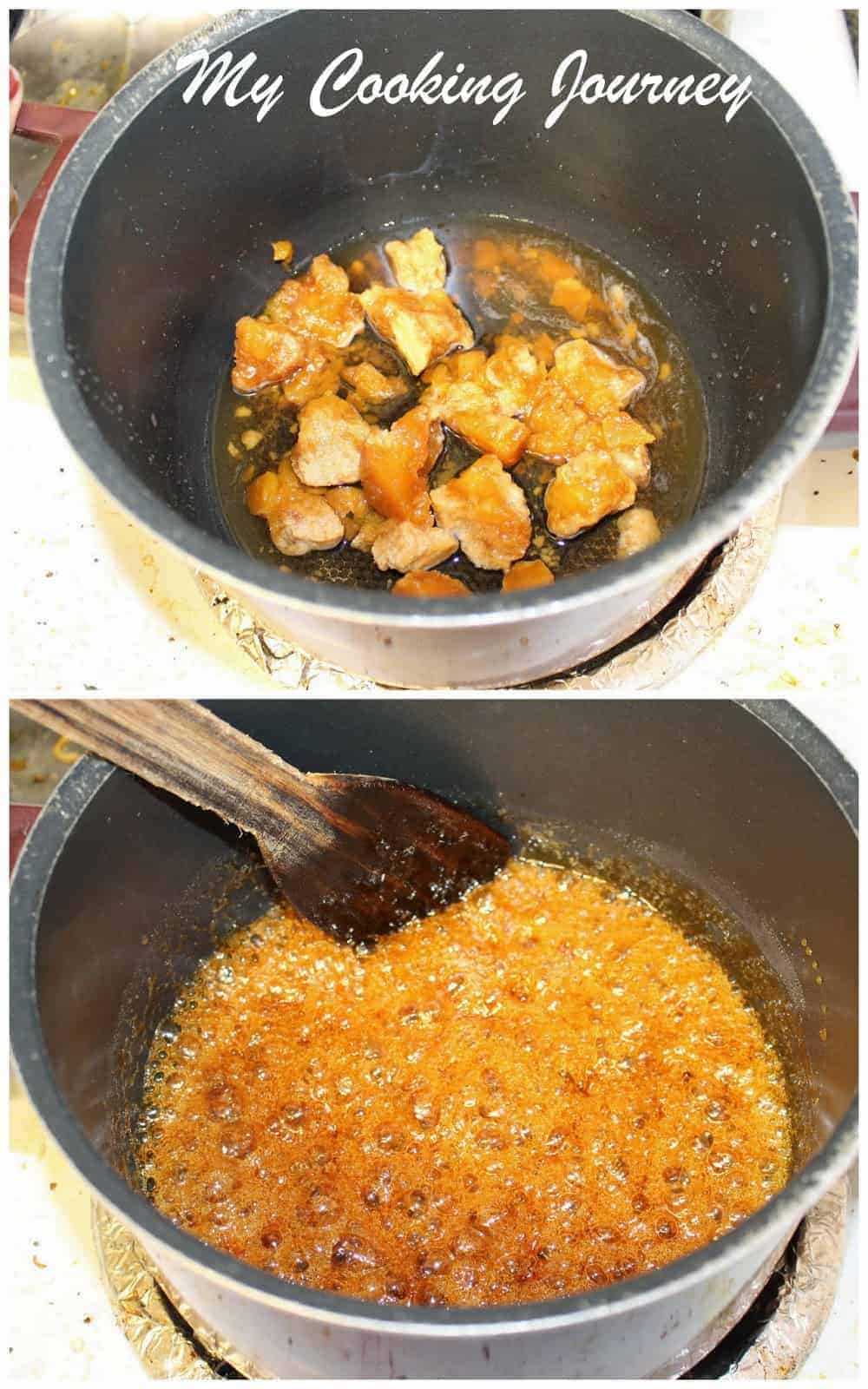 making jaggery syrup