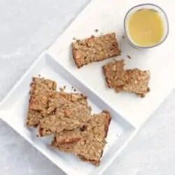 Banana oatmeal bar with orange juice