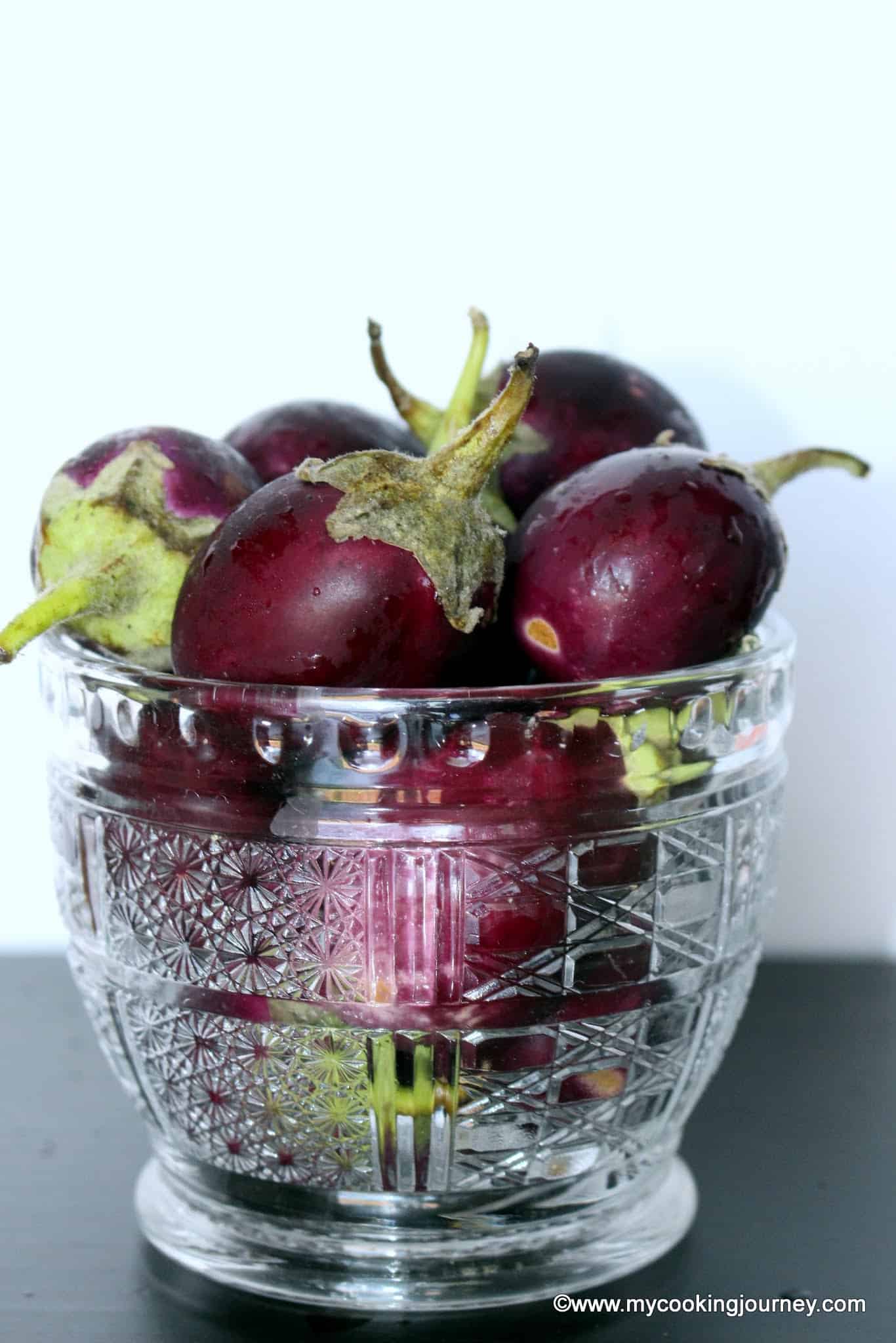 Eggplant in a glass container