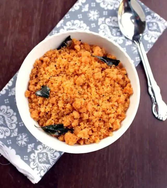 kozhama upma in a white bowl