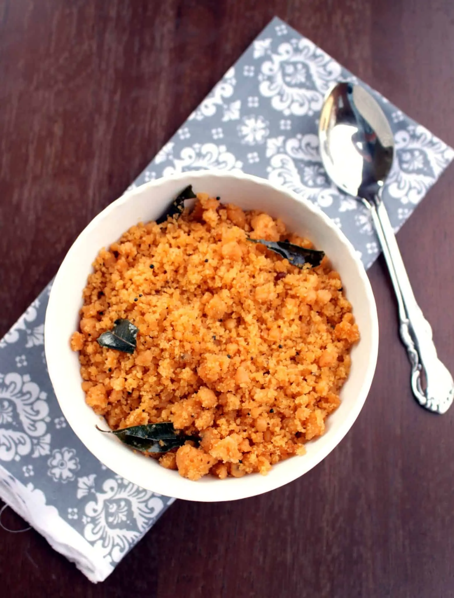 kozhama upma in a white bowl