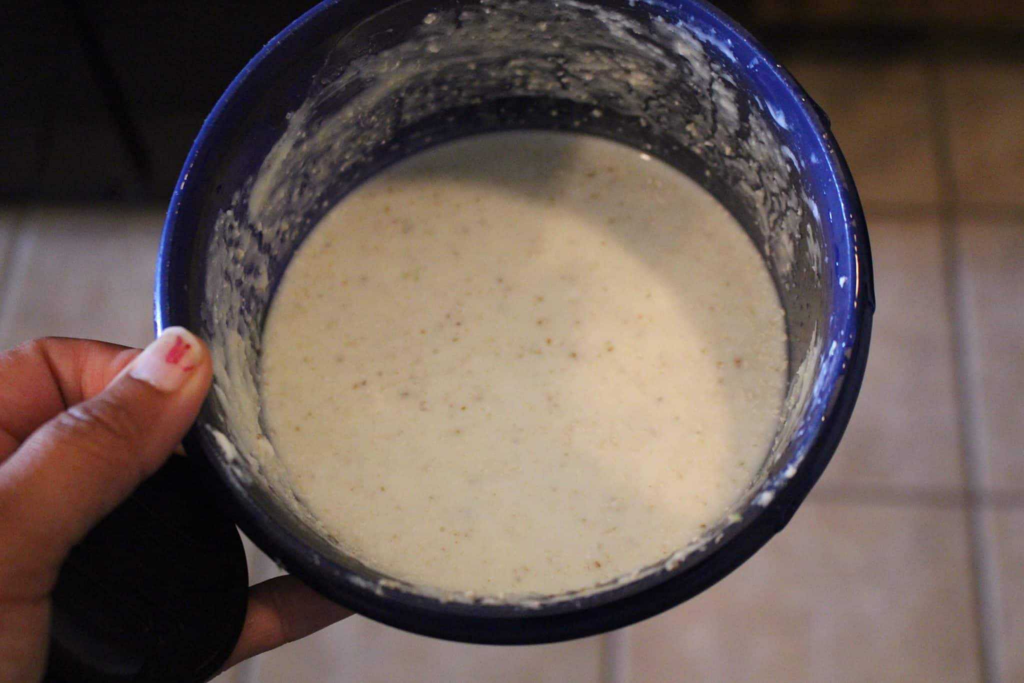 Making the smooth paste in a bowl