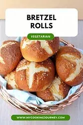 Rolls layered in a basket with text overlay for Pinterest.