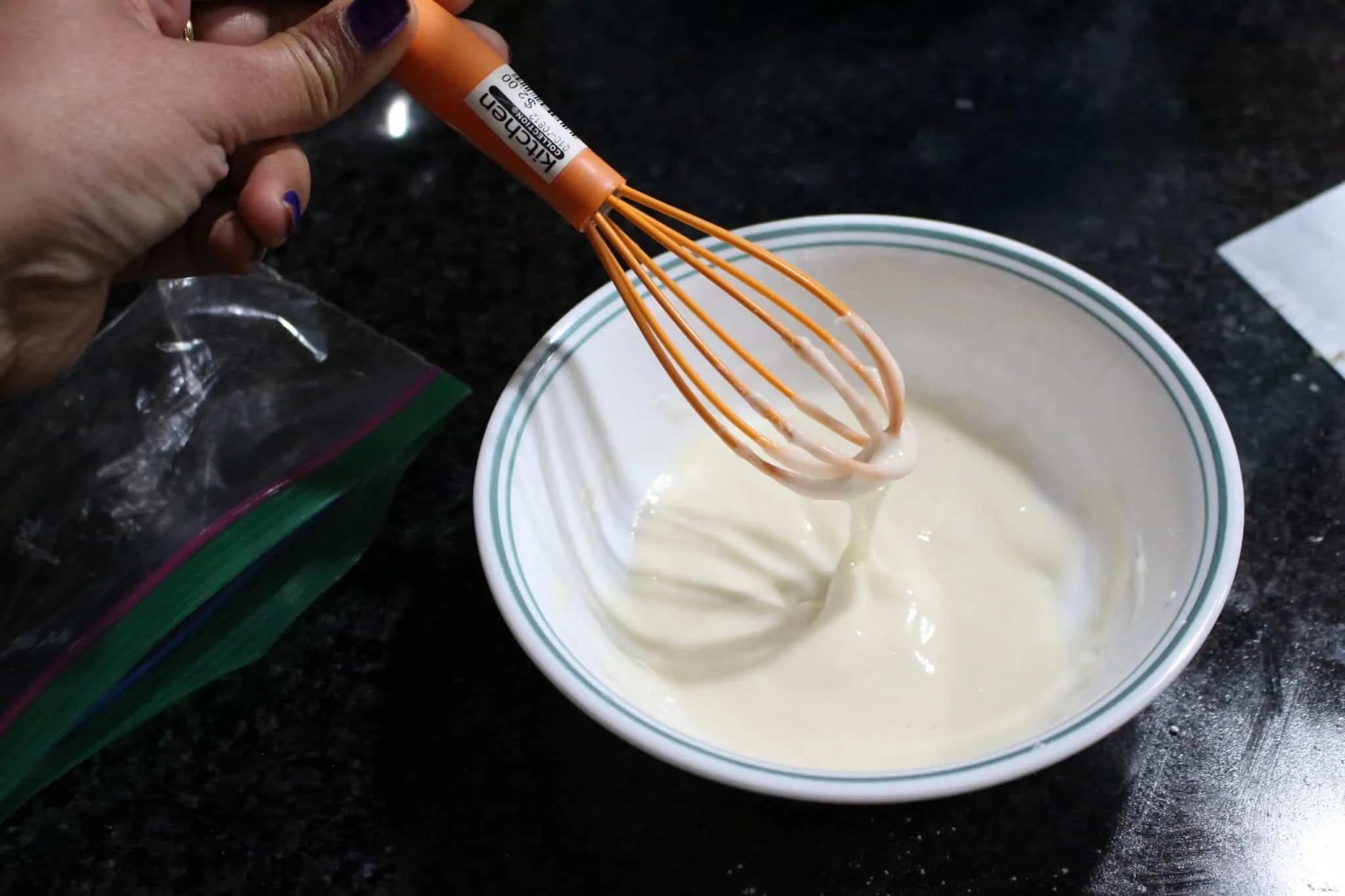 ingredients whisked to make the icing.