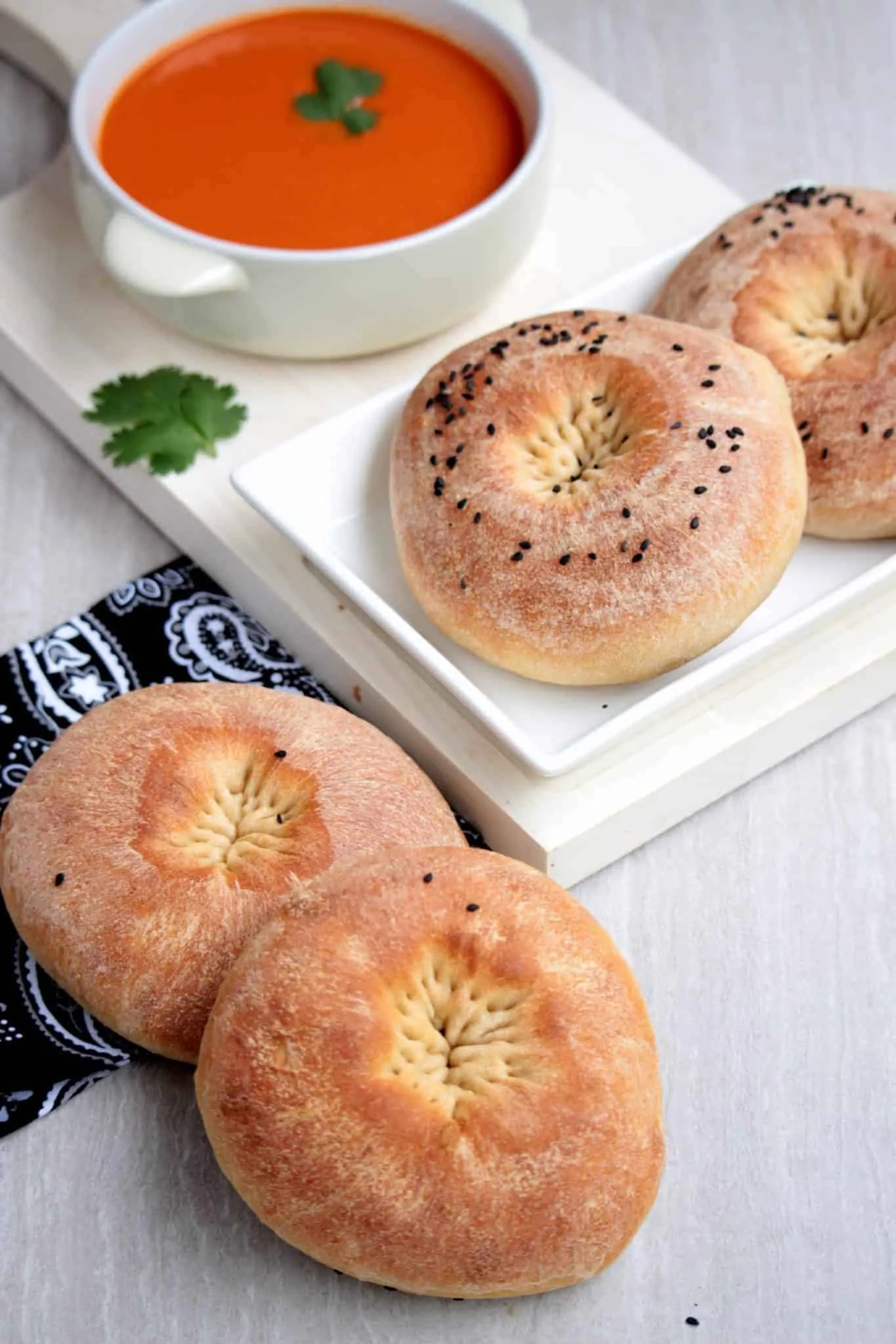 Uzbek flatbread in a plate