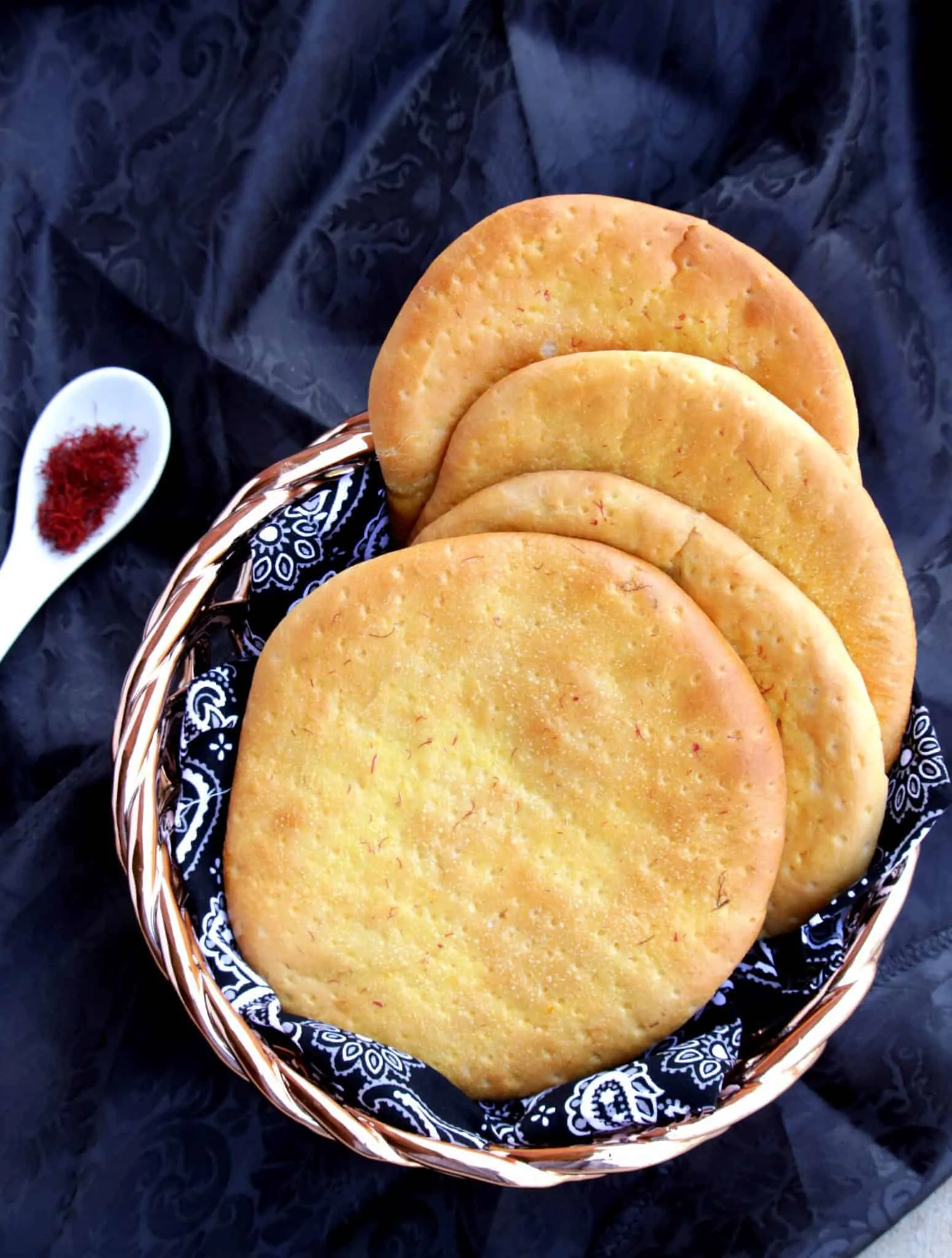 Sheermal Saffron Flavored Flat Bread  served in a plate