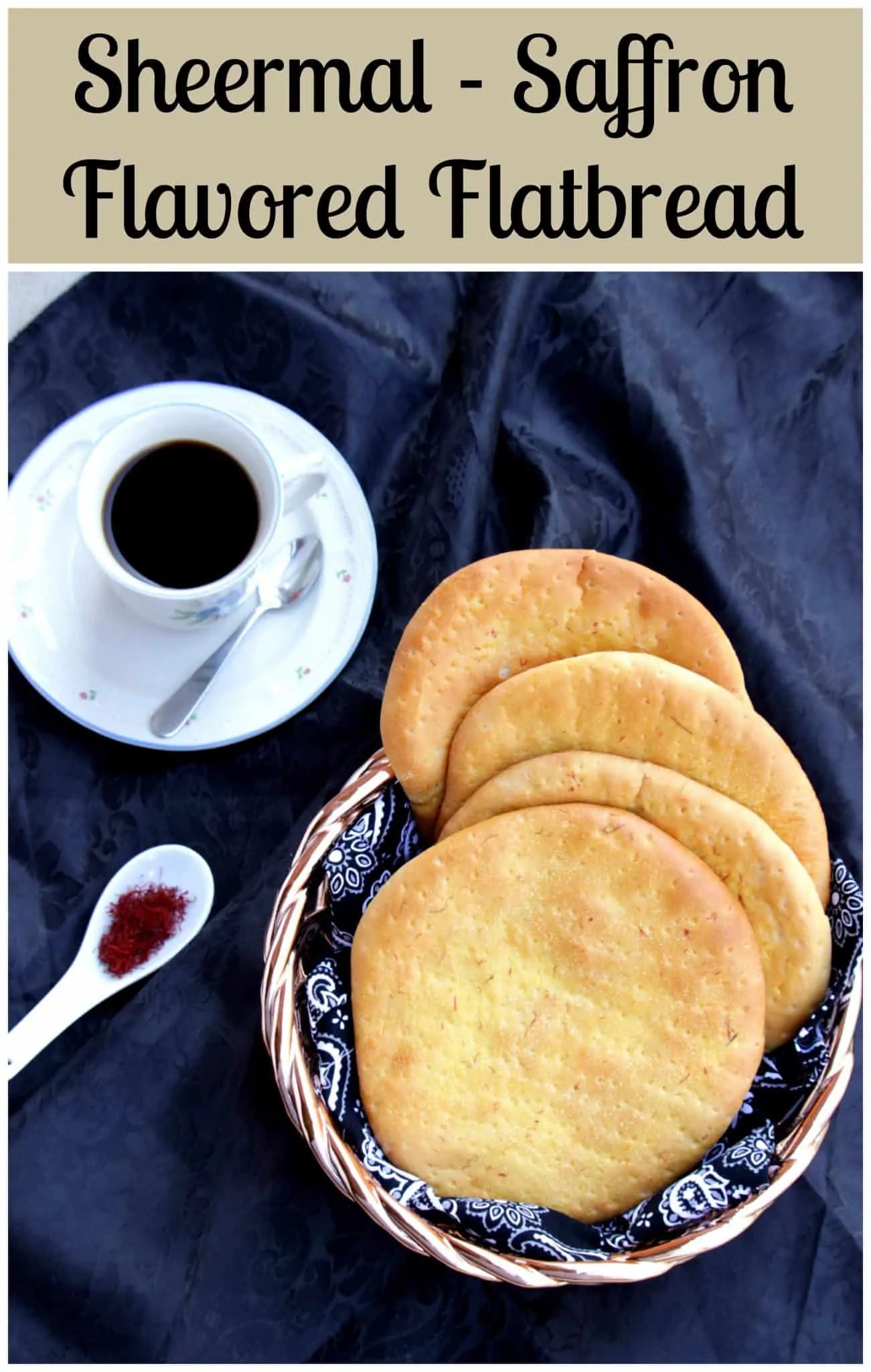 Sheermal / Shirmal - Saffron Flavored Flat Bread in a plate