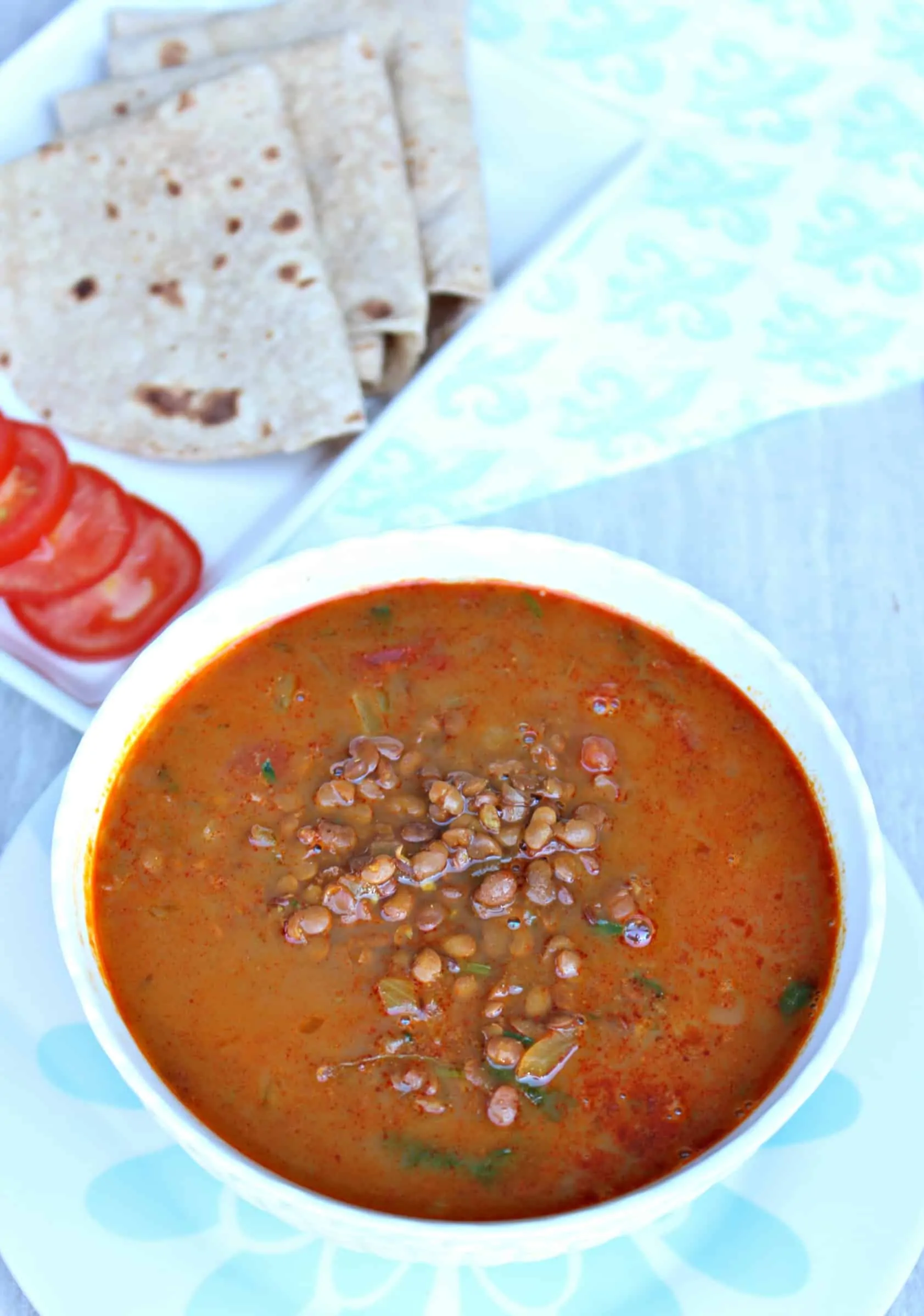 Horse Gram Subzi served in a bowl with roti's