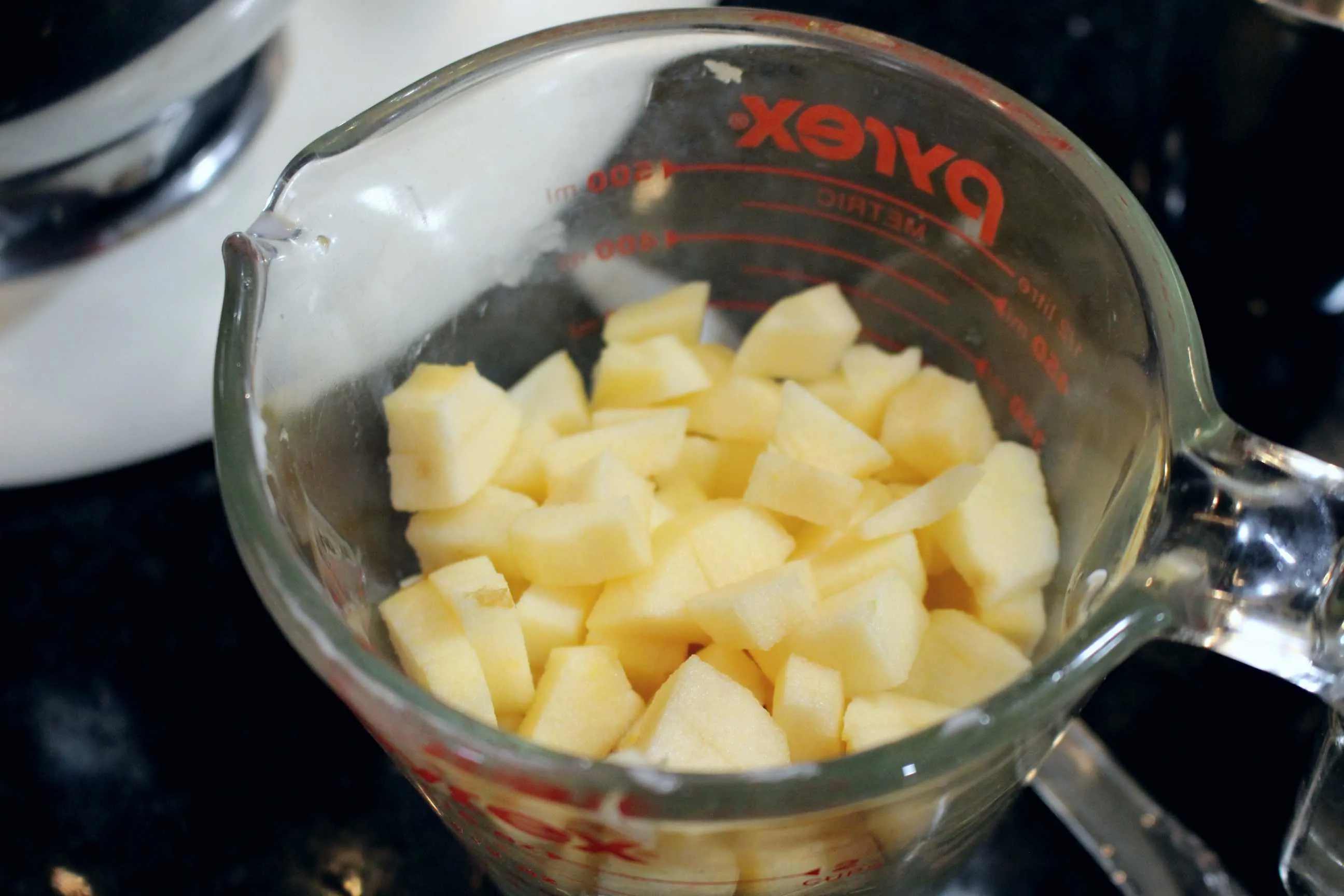 Chopped apples in a bowl