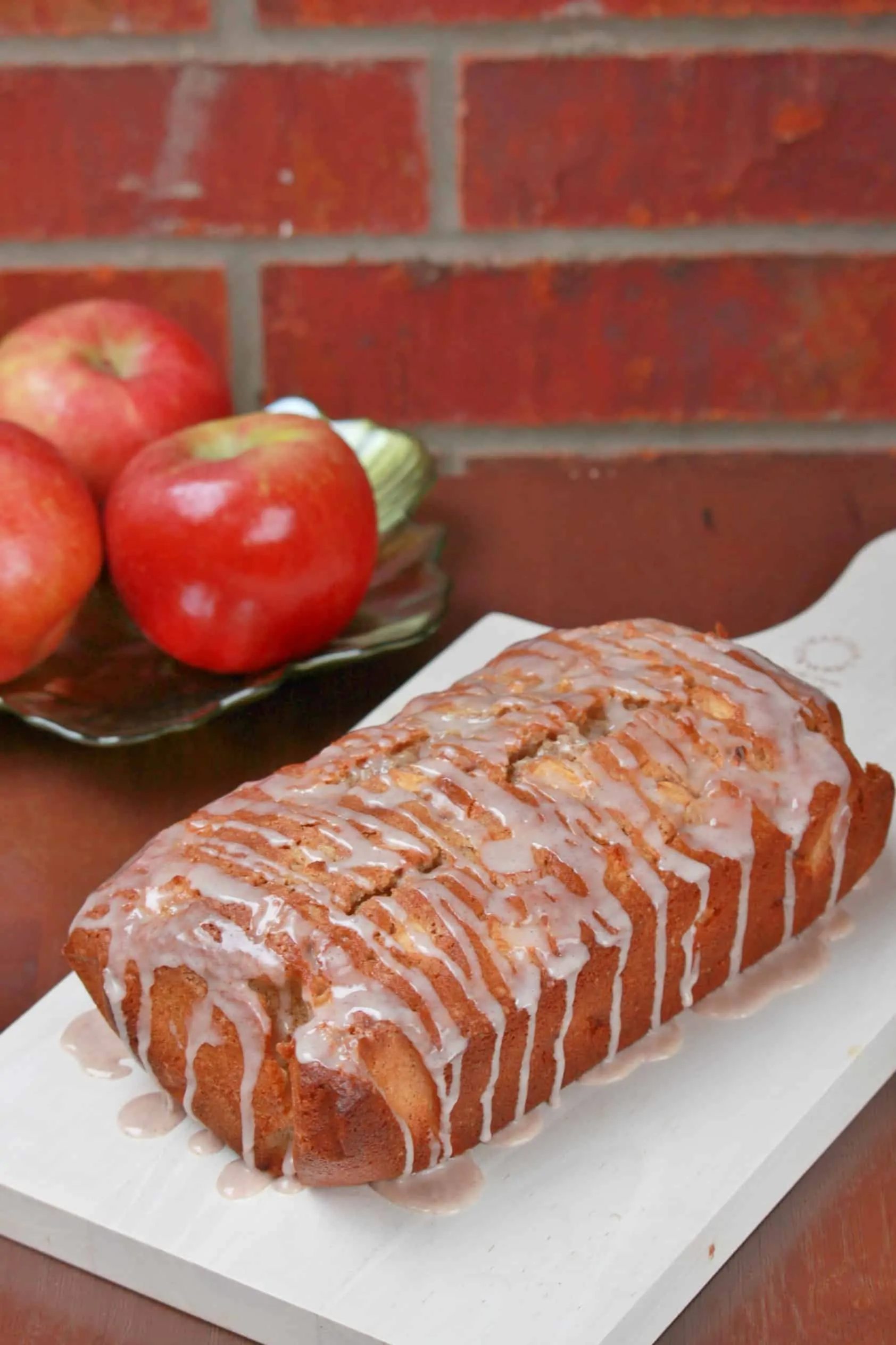 Cinnamon Glazed Apple Bread in a tray