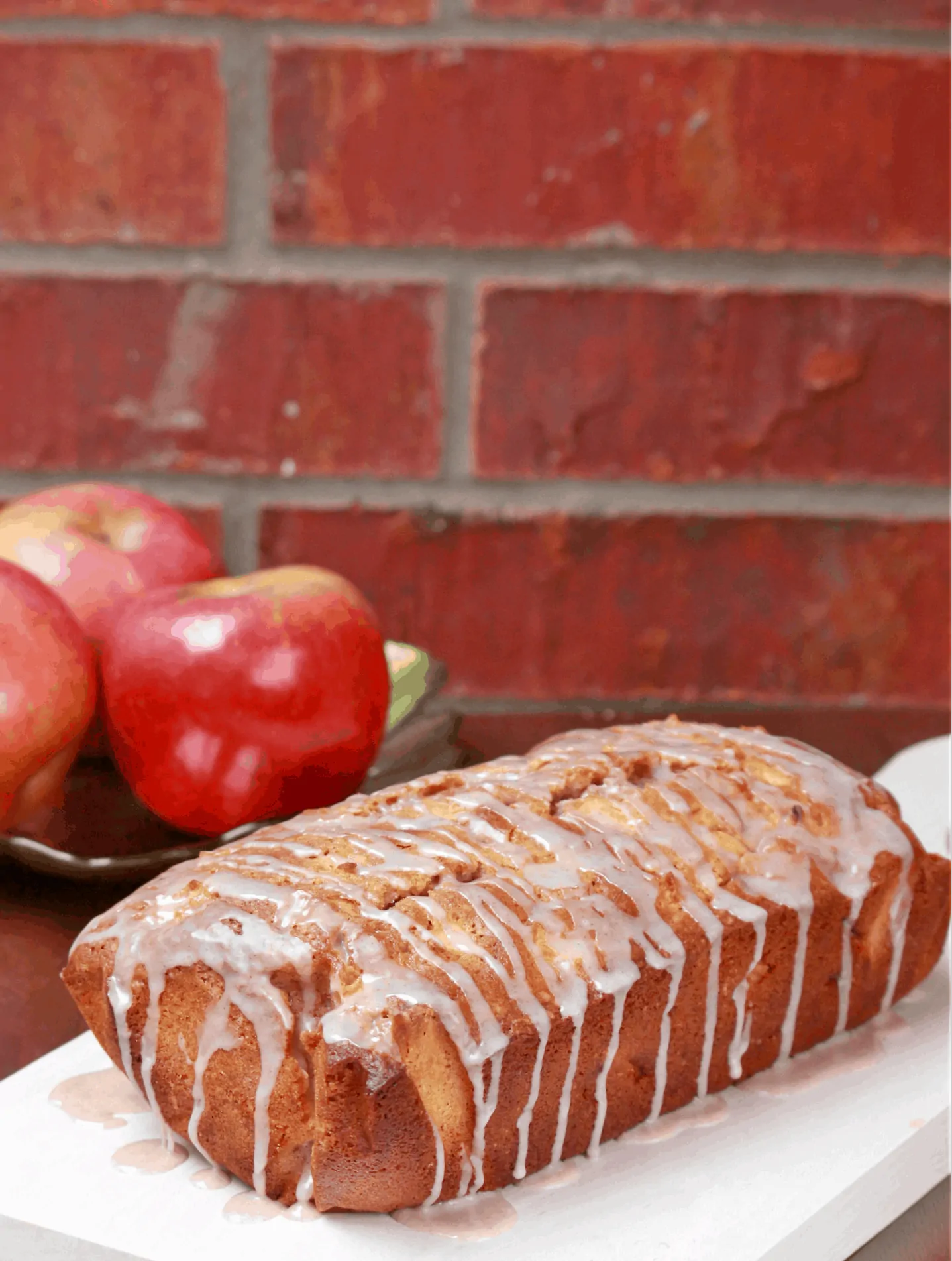 Cinnamon Glazed Apple Bread in a tray