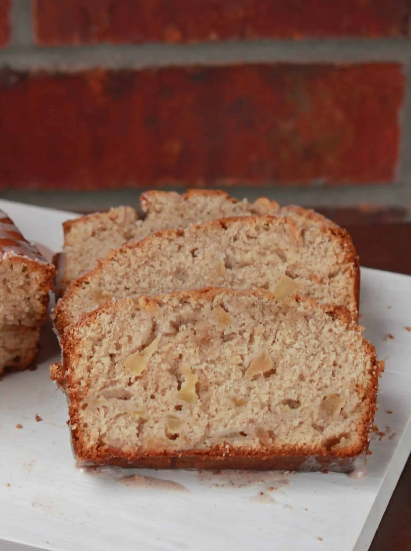 Cinnamon Glazed Apple Bread in a slices