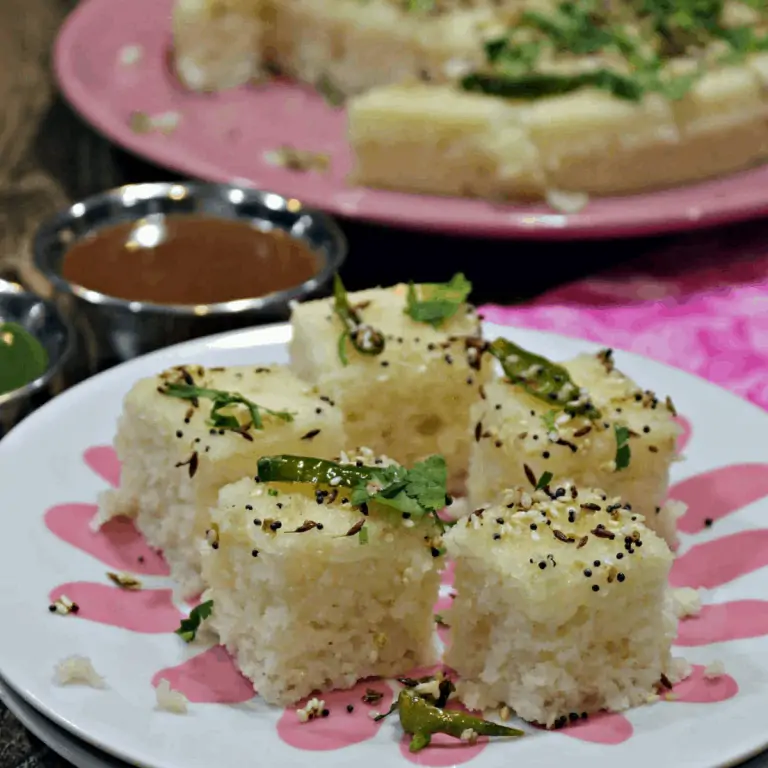 Rava Dhokla in a plate