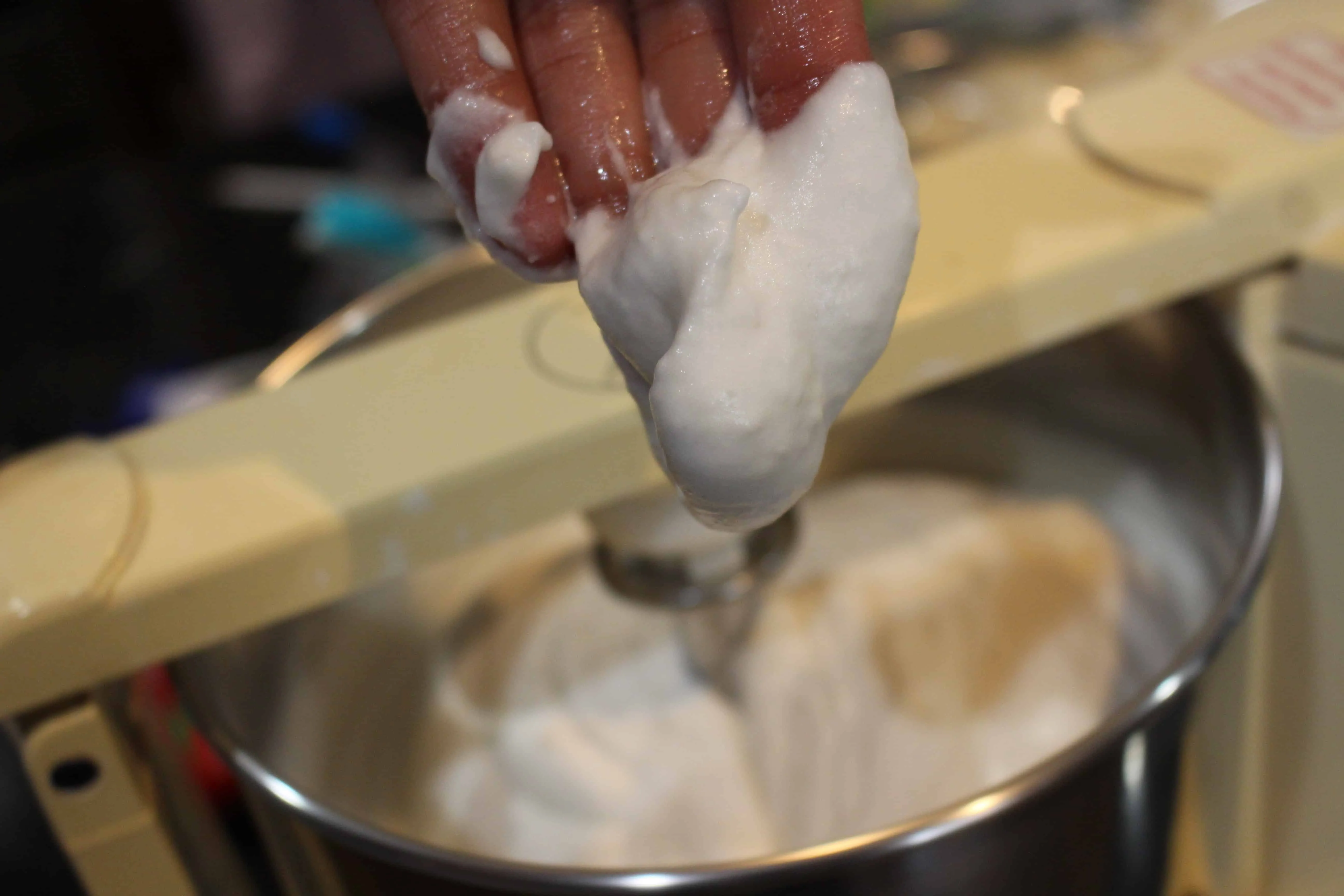 Blending and making paste of rice.