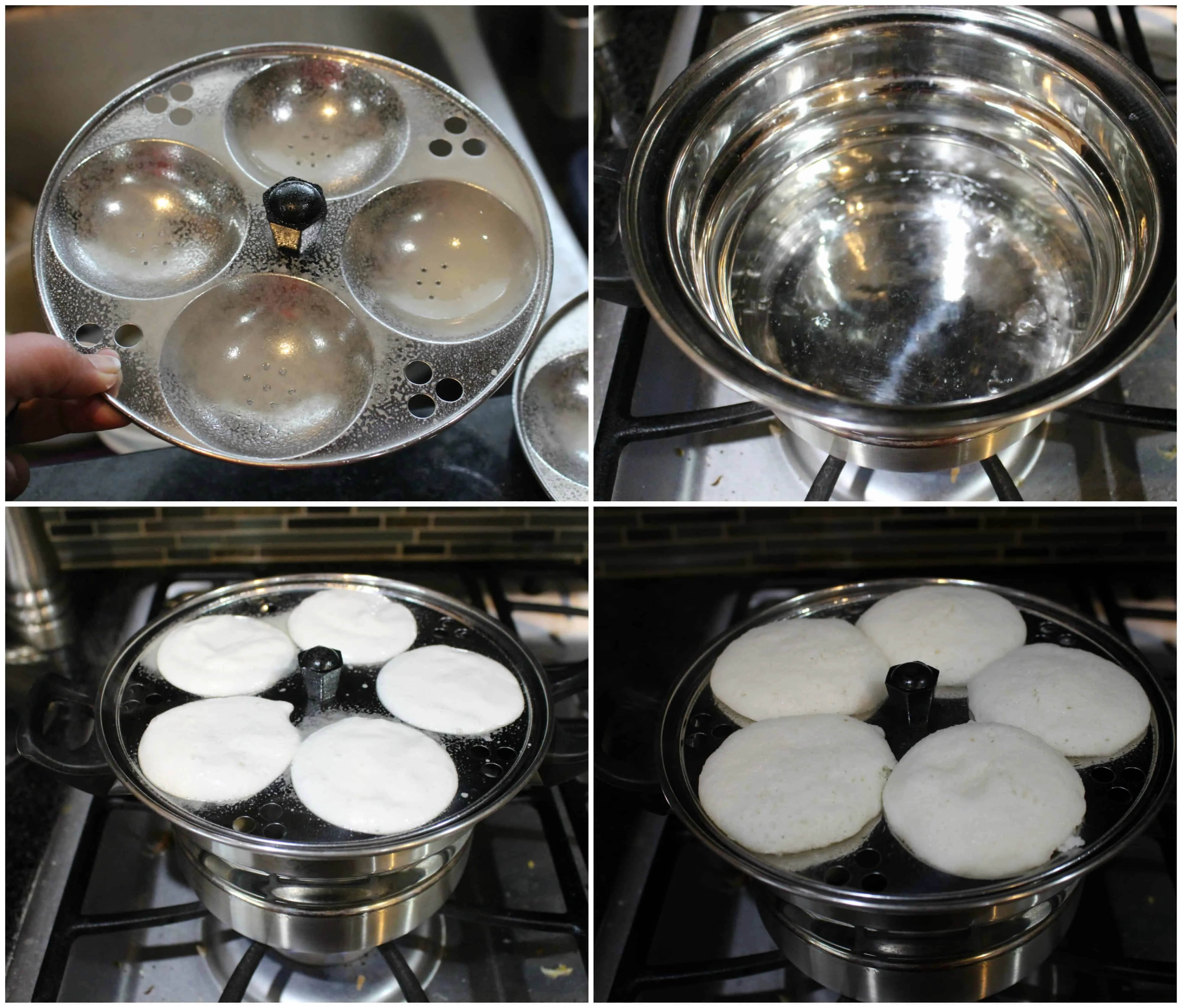 Adding the batter into the mold and cookin.