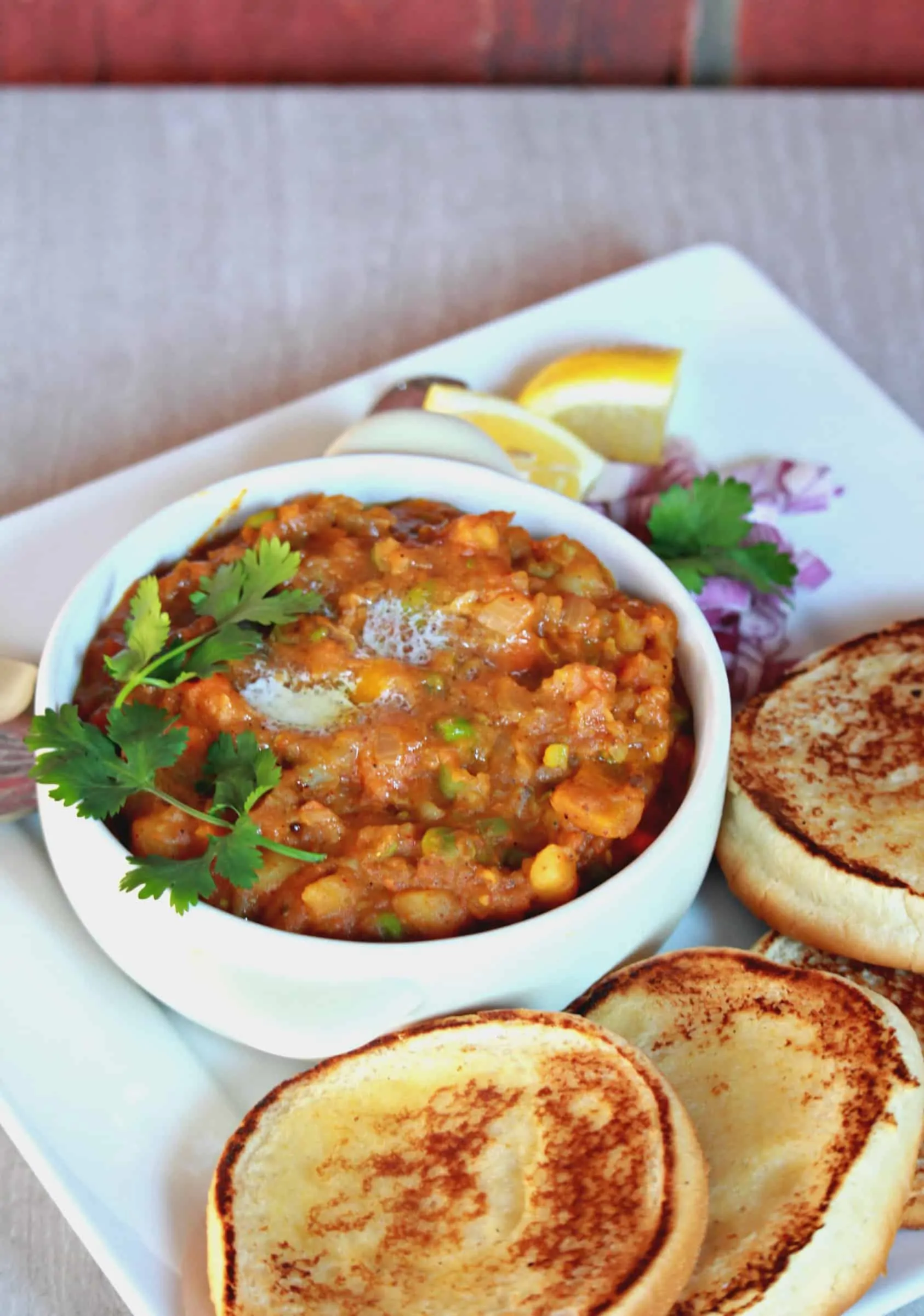 Pav Bhaji is ready to eat.