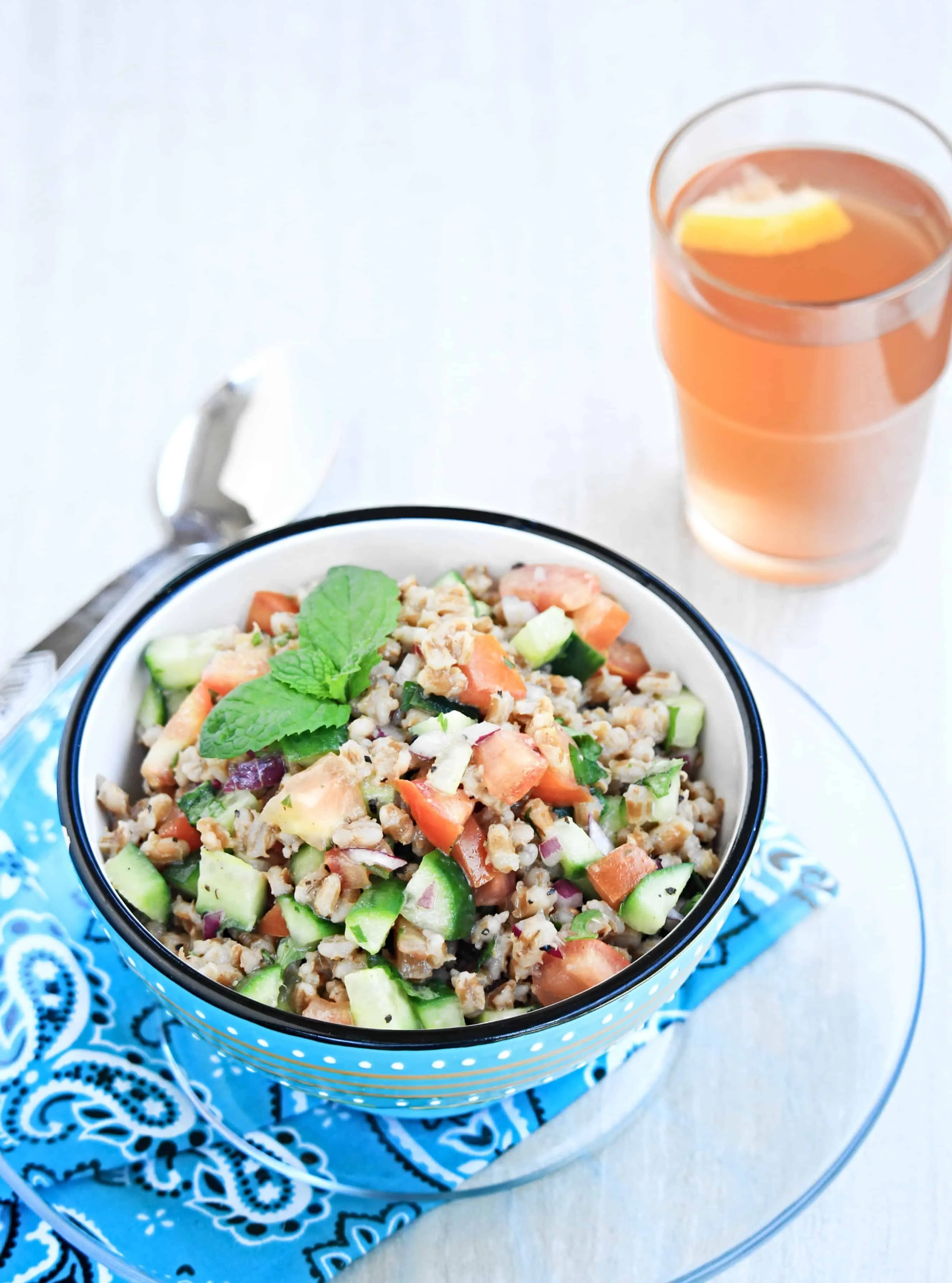 Barley Cucumber Salad is ready to eat.