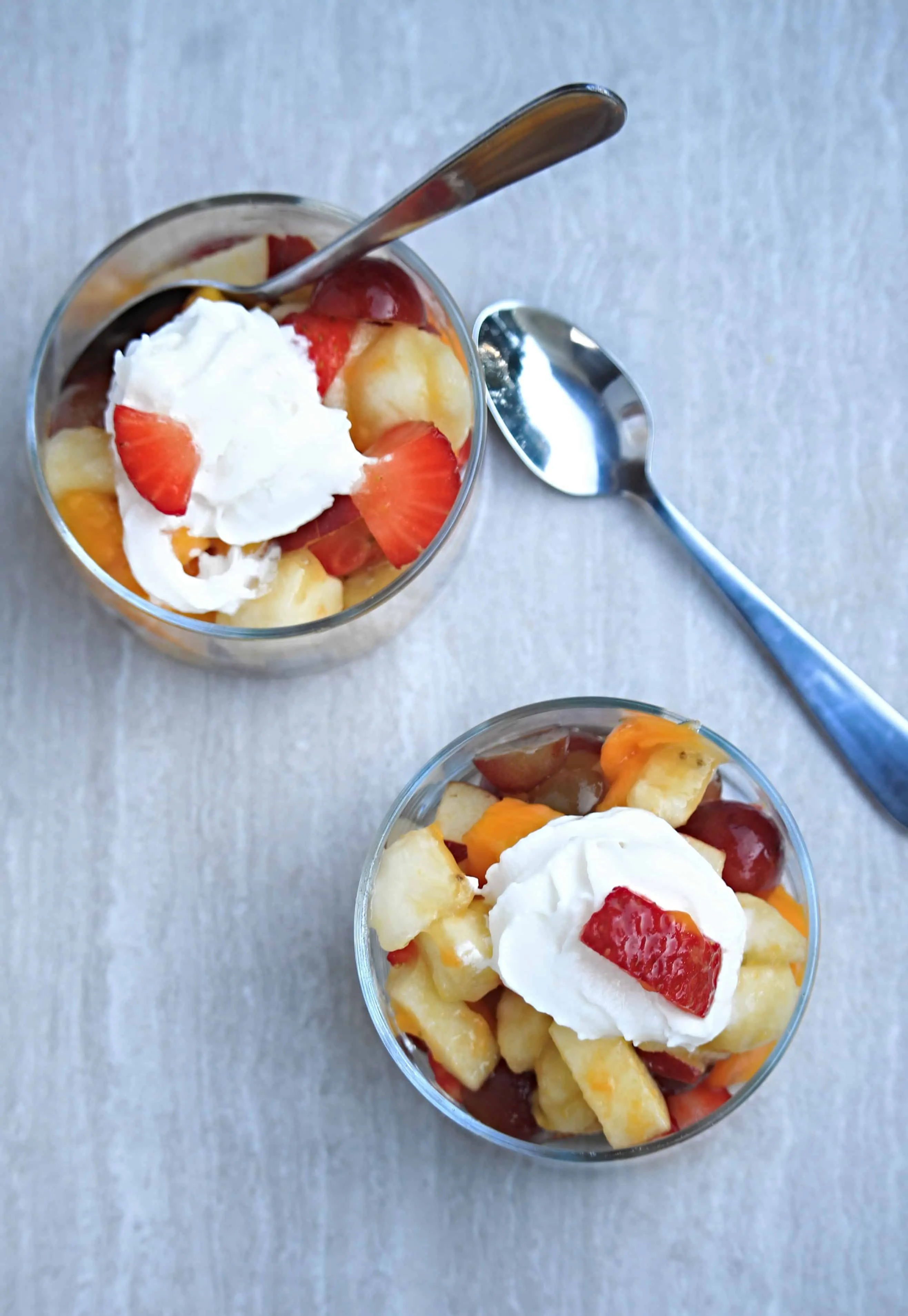 Single Serve Fruit Salad with spoon.