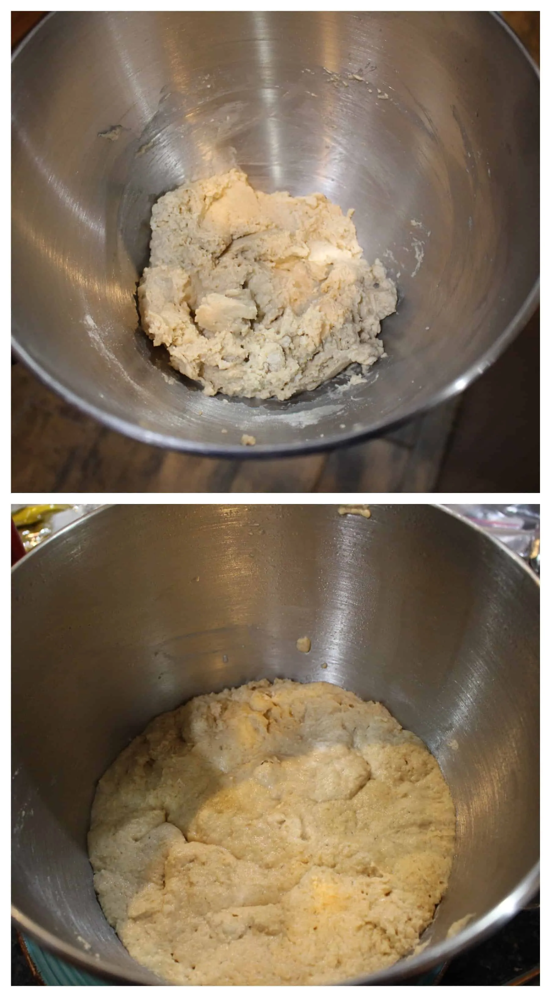 adding flour to the yeast