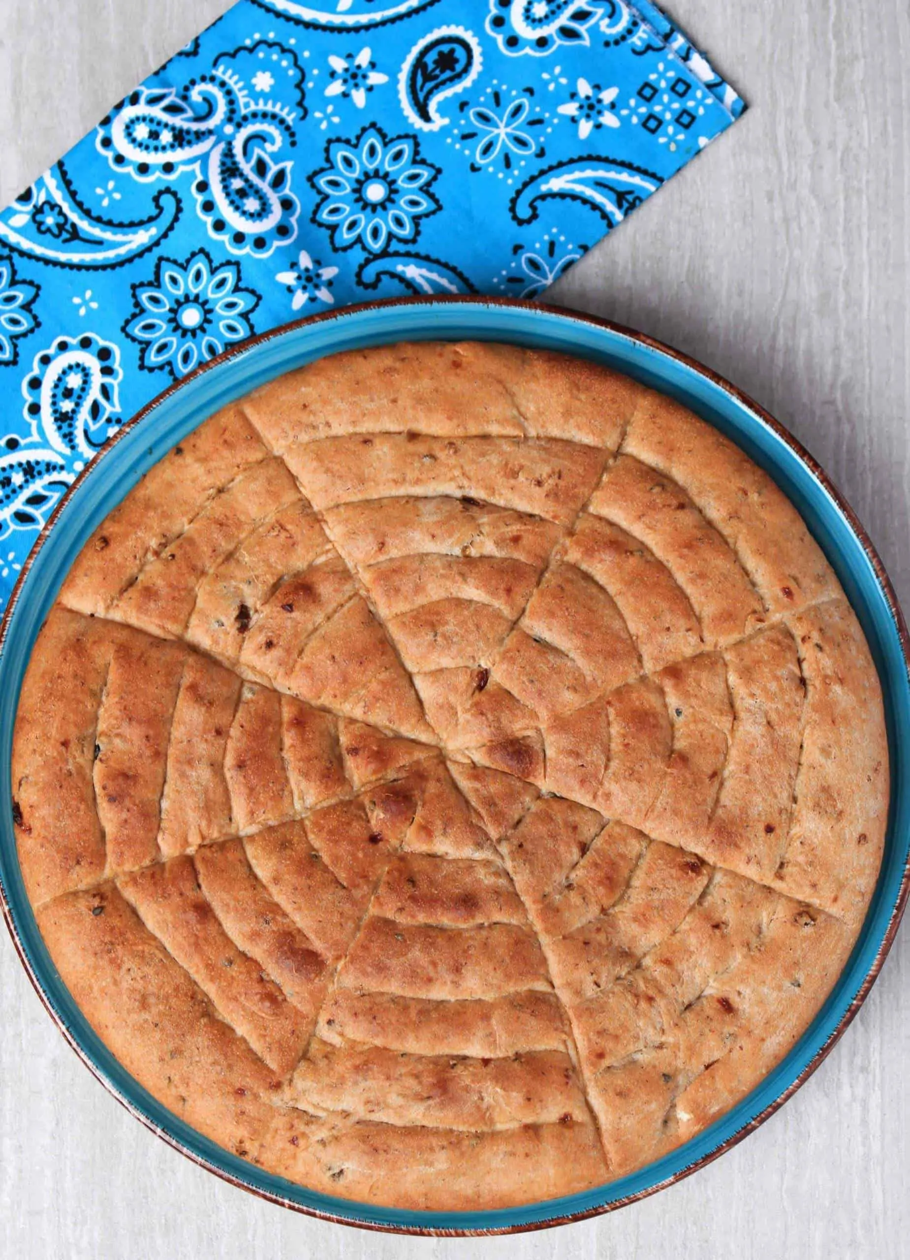 Ethiopian Flatbread in a blue plate