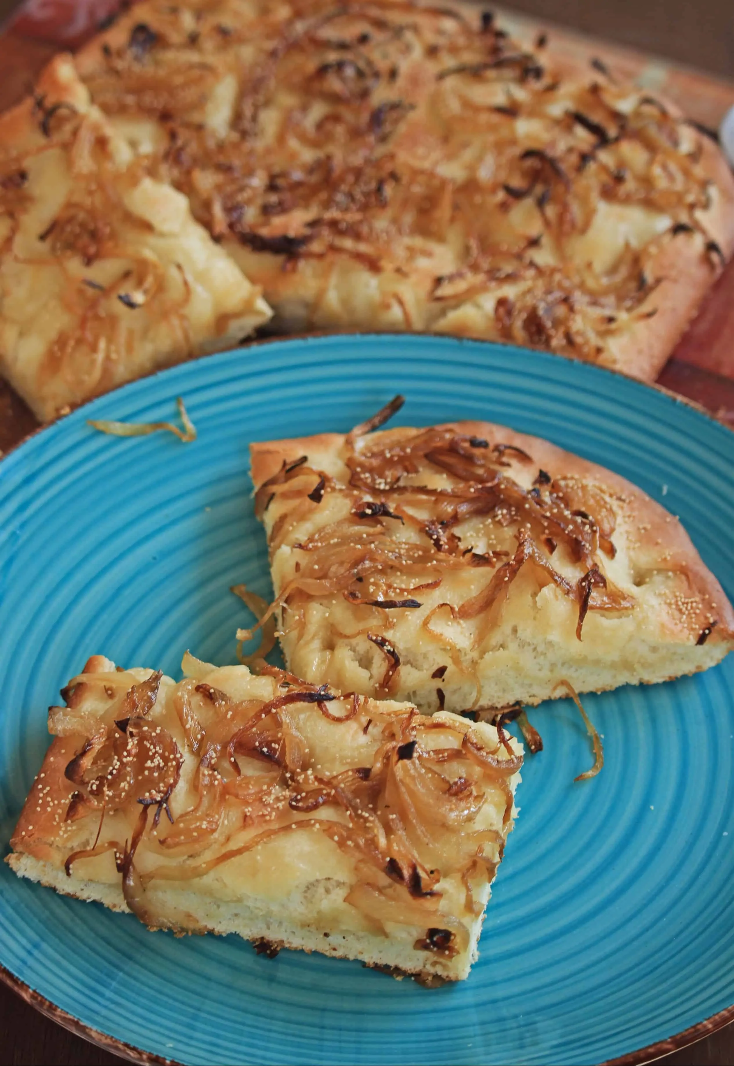 Onion and Poppy Seed Pletzel | Onion Bread Board