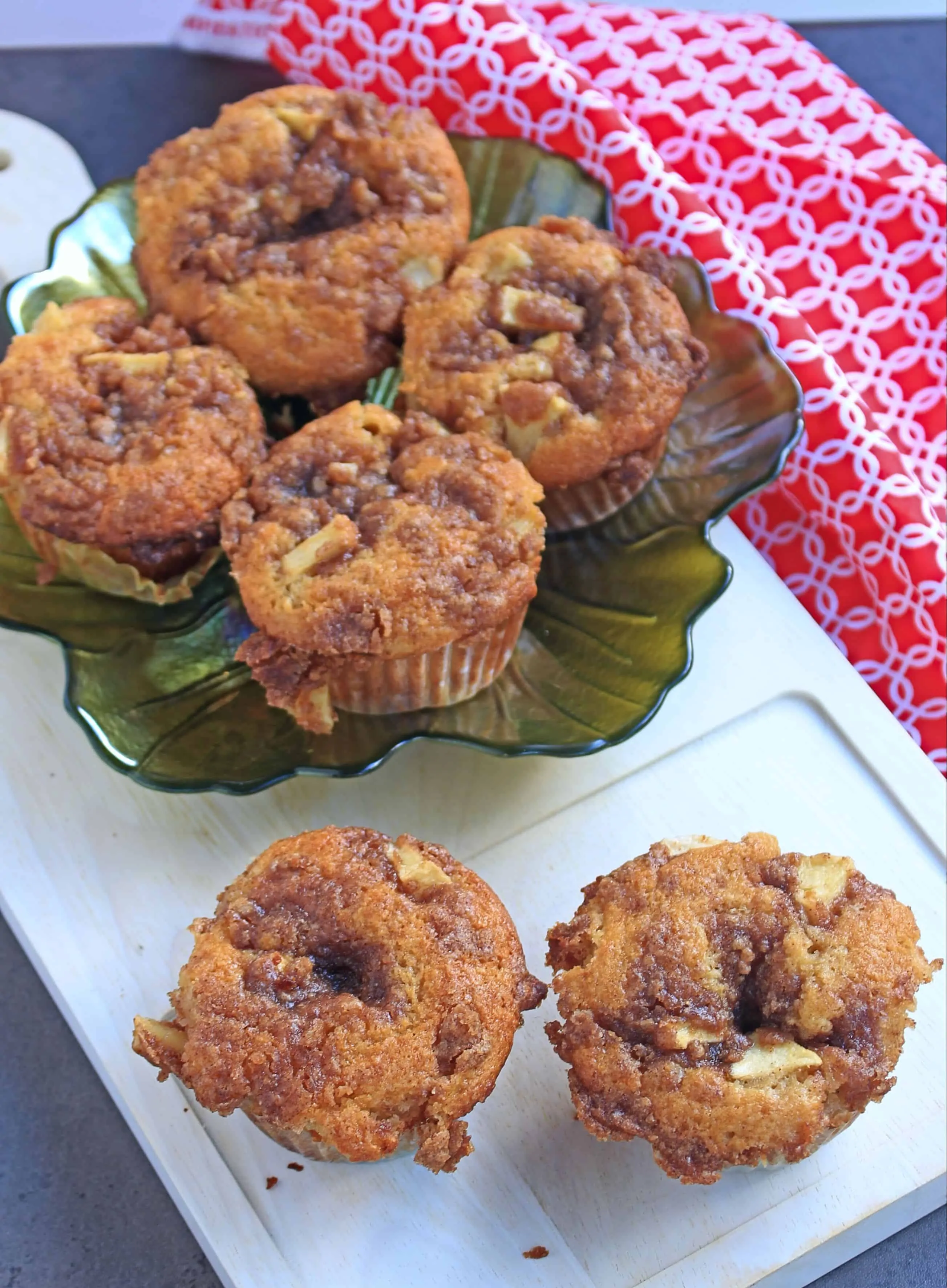 Apple Muffins served in leaf designed plate.