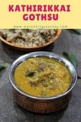 kathirikkai gothsu with pongal - Pintrest Image