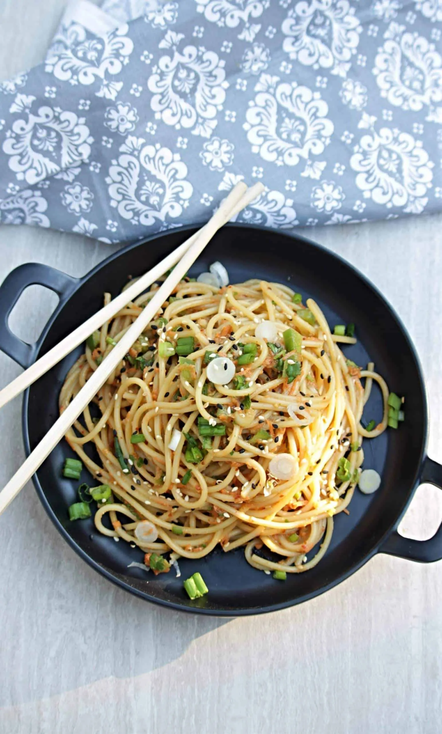 Asian Pasta Salad with spicy peanut dressing