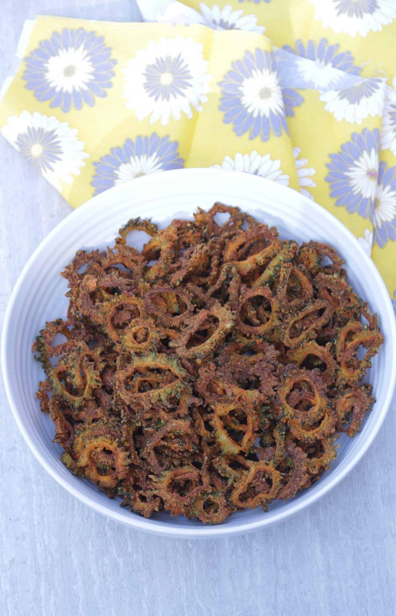 Crispy Bitter Gourd chips made in air fryer