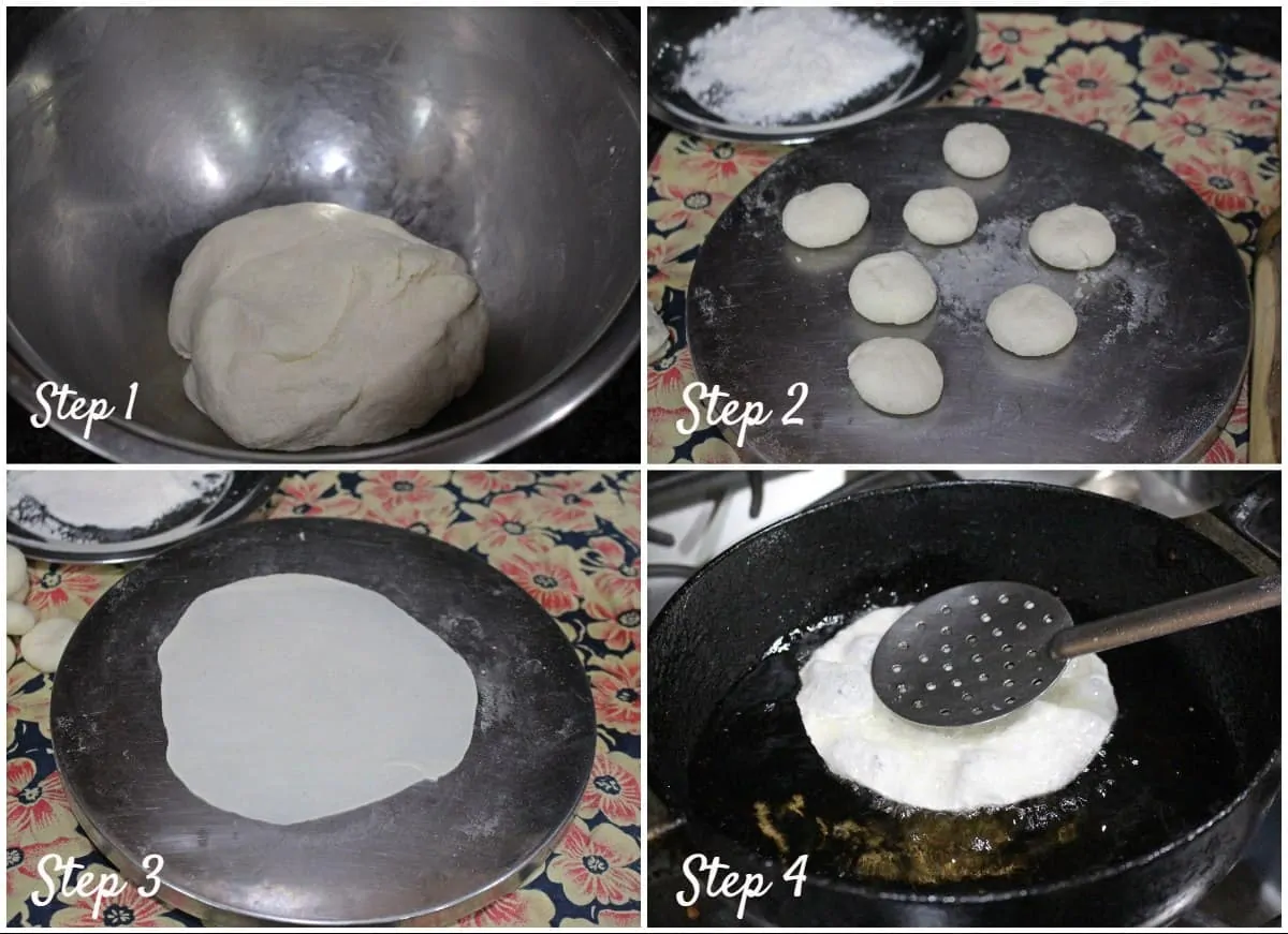 process shot for making semolina poori