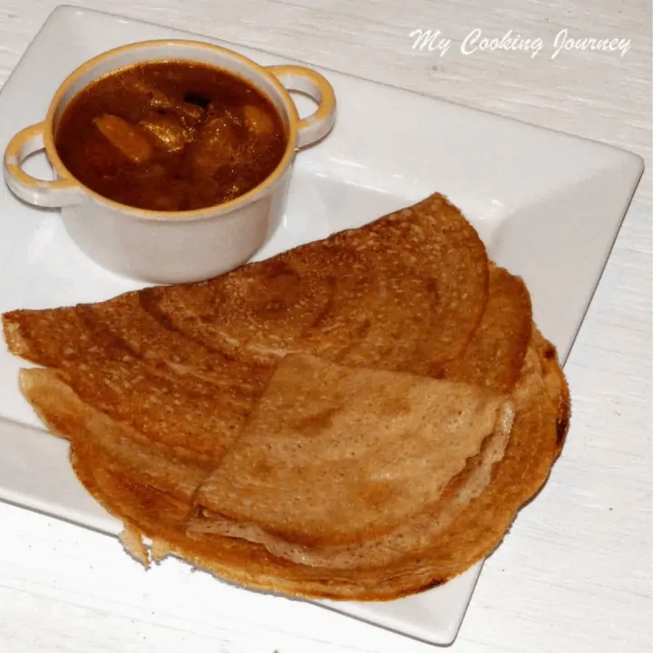 Barley Dosai Barley Crepes in a plate