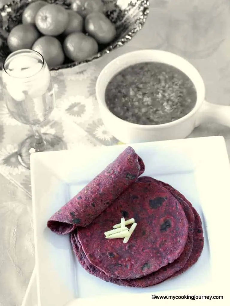 Beetroot Paratha in a plate