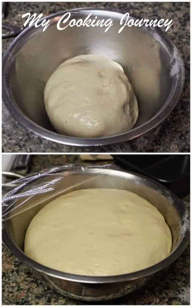 Kneading the dough in a bowl