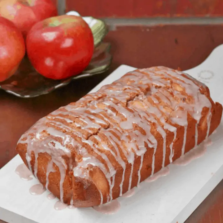 Cinnamon Glazed Apple Bread in a tray