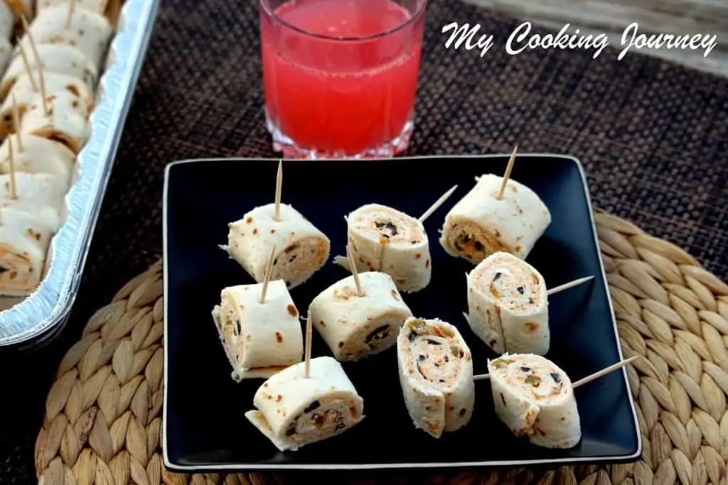 Tortilla Roll ups served in a plate