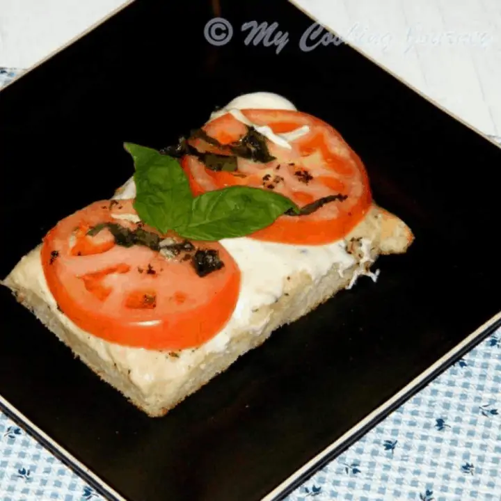 Foccacia Caprese in a tray