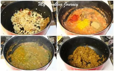 Frying the ingredients in a pan