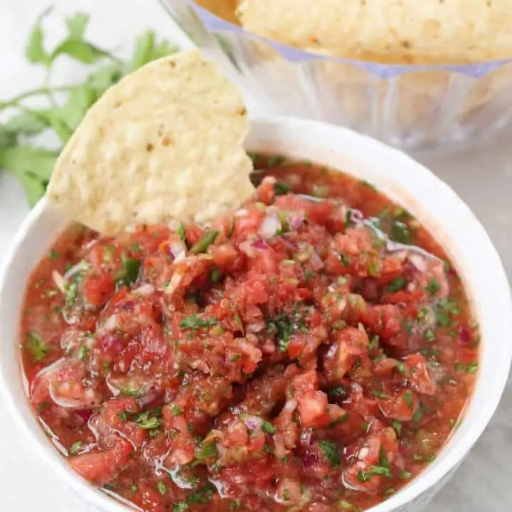 homemade salsa with tortilla chips