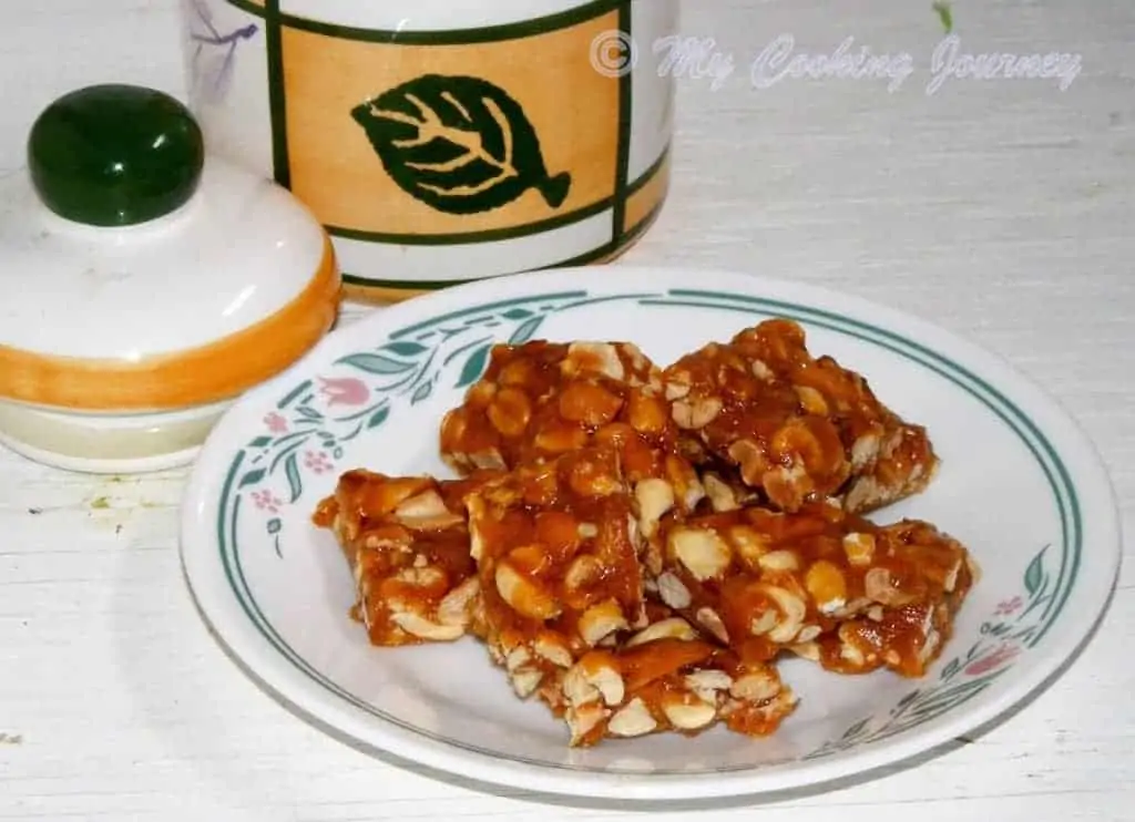 Chikki served in a plate